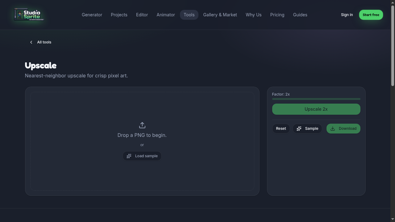 Upscale tool interface
